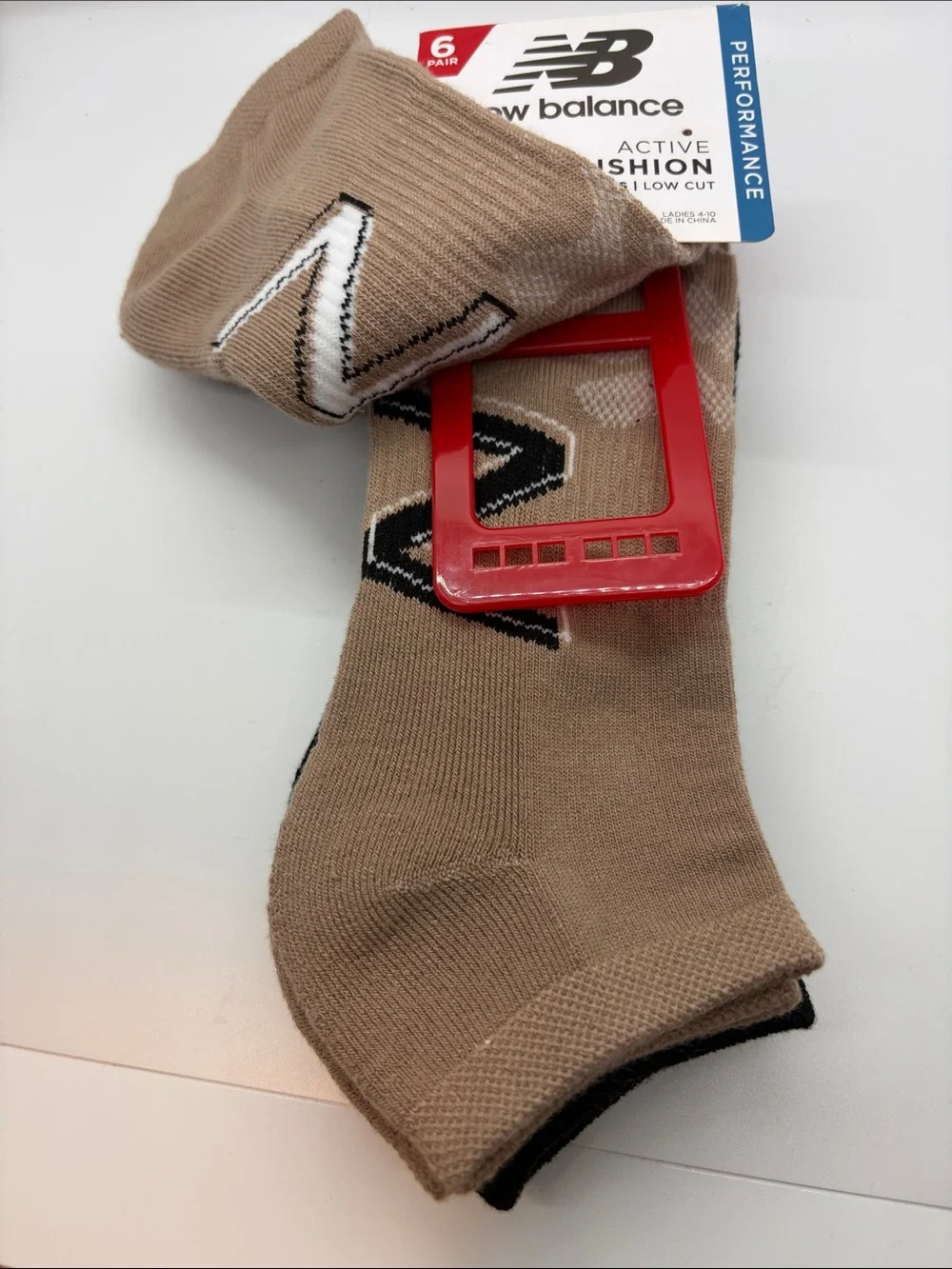 NWT New Balance Low Cut Active Cushion Socks - Tan with White logo (4 Pair)